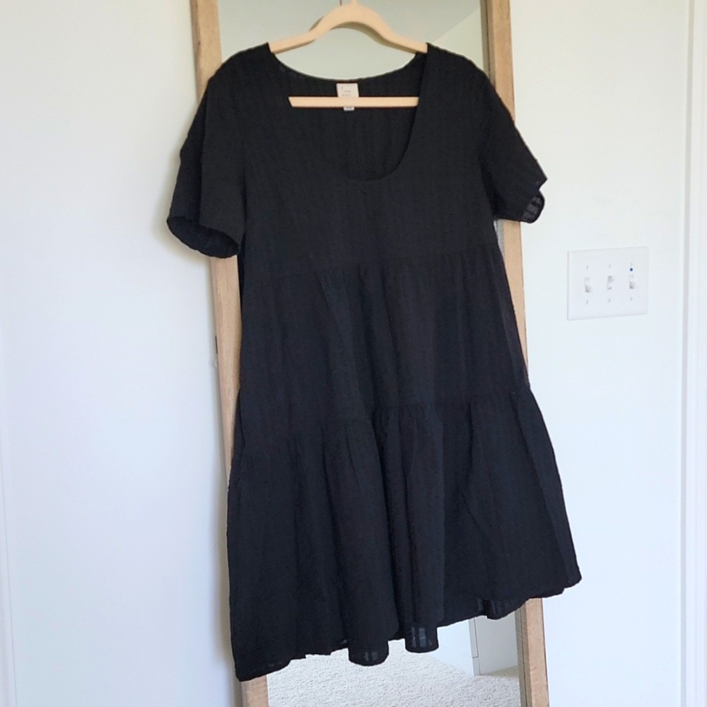 Black tiered cotton babydoll dress, size M, a new day.